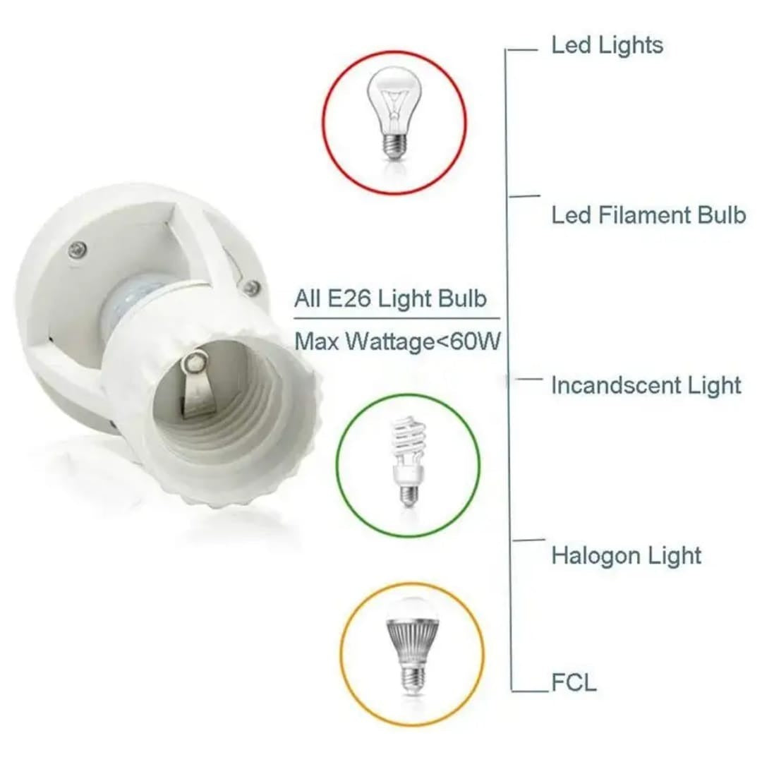 Infrared Motion Sensor Lamp Holder – 360° Smart Auto On/Off Light Socket