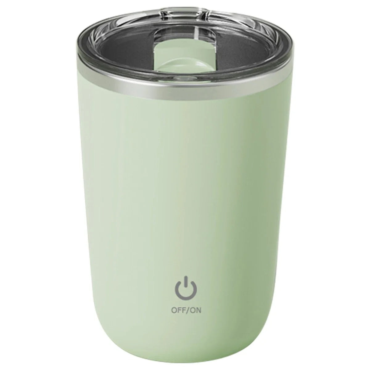 Light green tumbler with a clear lid on a white background